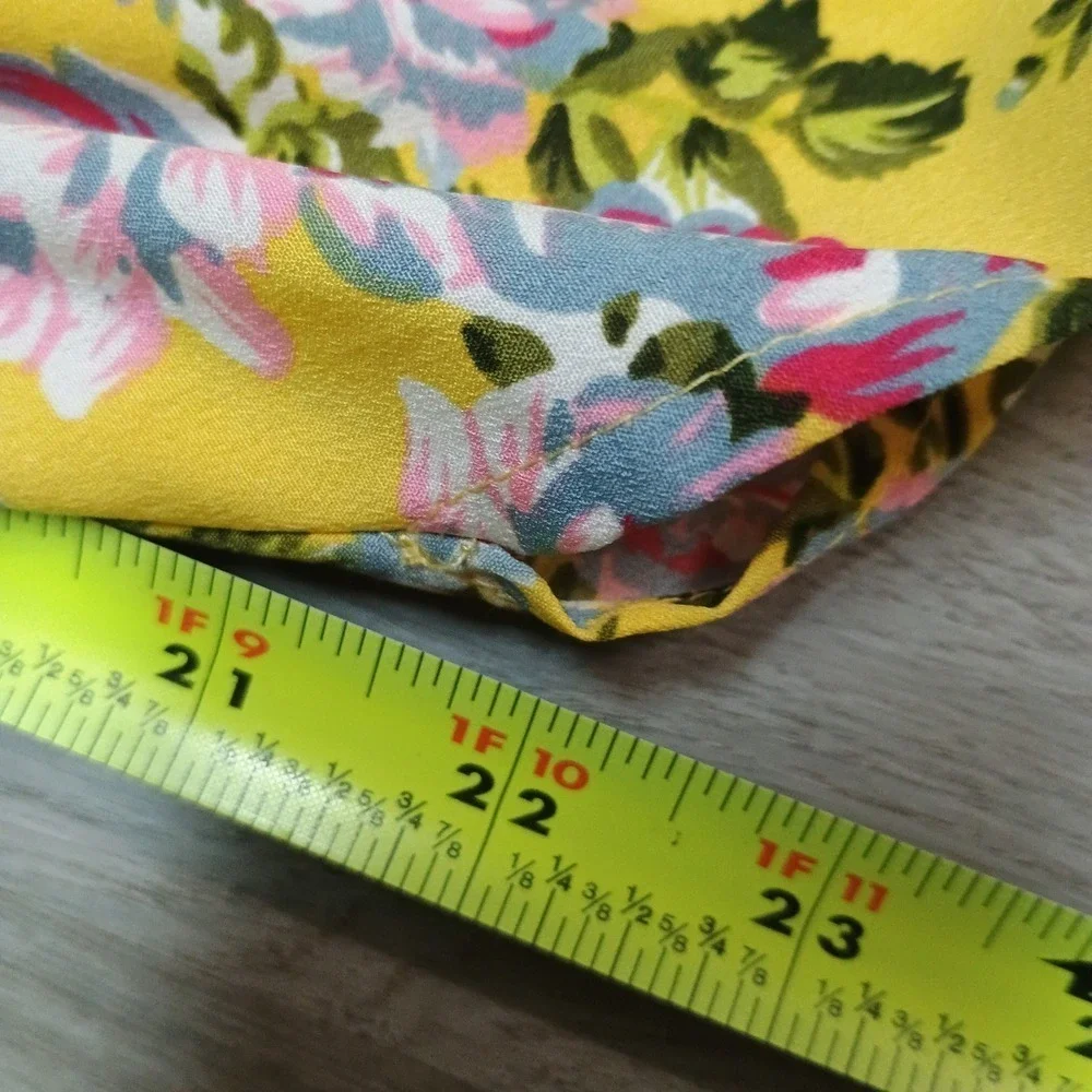 Mph Collection Women's Yellow Floral Cinch Elastic Waist Size 1x Comfy Flowy